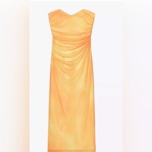 ZARA Strapless Tube Midi Dress – Yellow Ombré Tulle | Sz. XL | NEW | $59